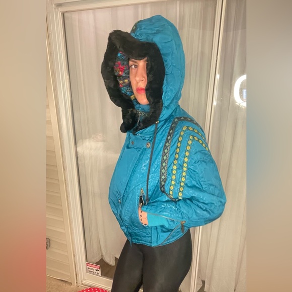 True late 80s 90s LIFETIME GRAIL Head damask native tribal ski jacket muff set - Picture 7 of 16